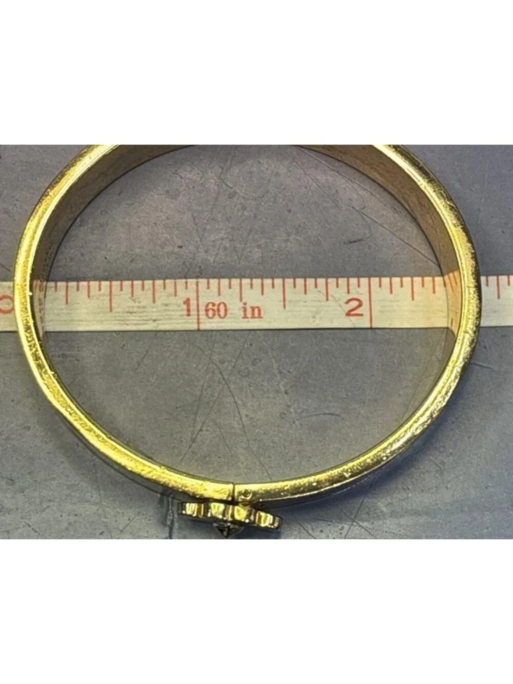 Kate Spade Black & Gold Clover Hinged Bangle Bracelet 2.5